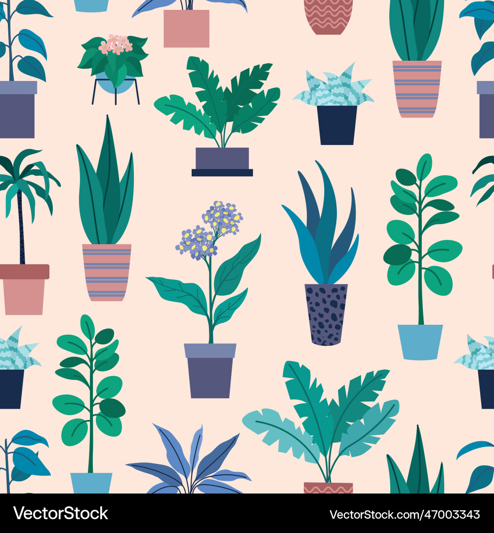 Pattern with indoor plants Royalty Free Vector Image