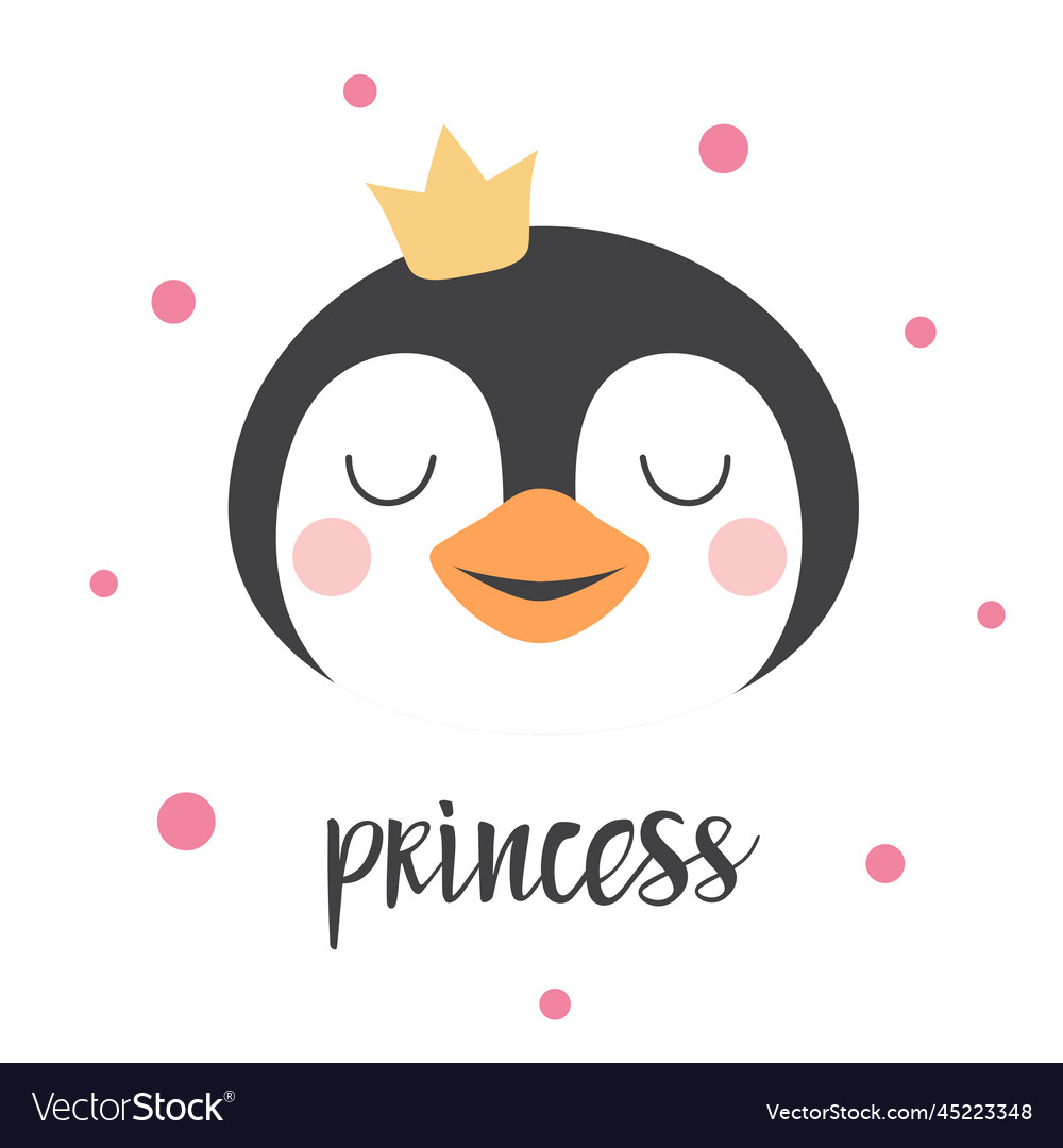 Cartoon card of cute penguin print for kids Vector Image