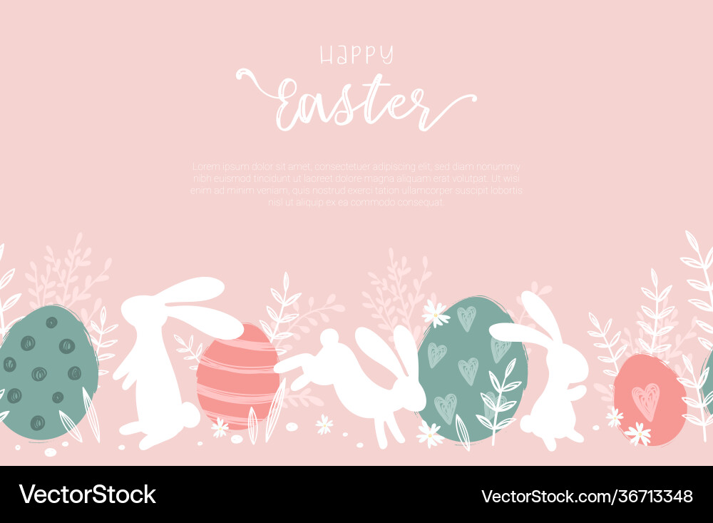 Cute hand drawn easter template doodle style Vector Image