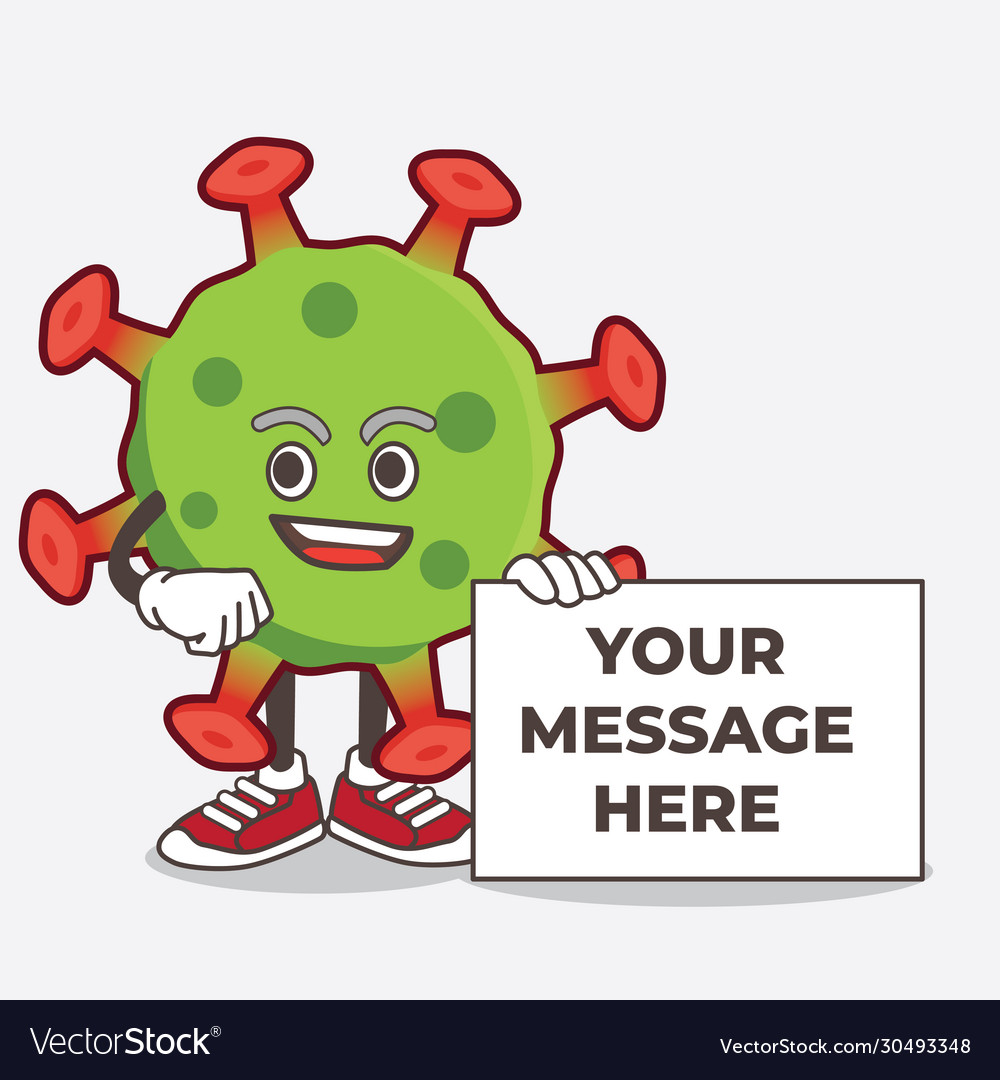 Green coronavirus cartoon mascot character Vector Image