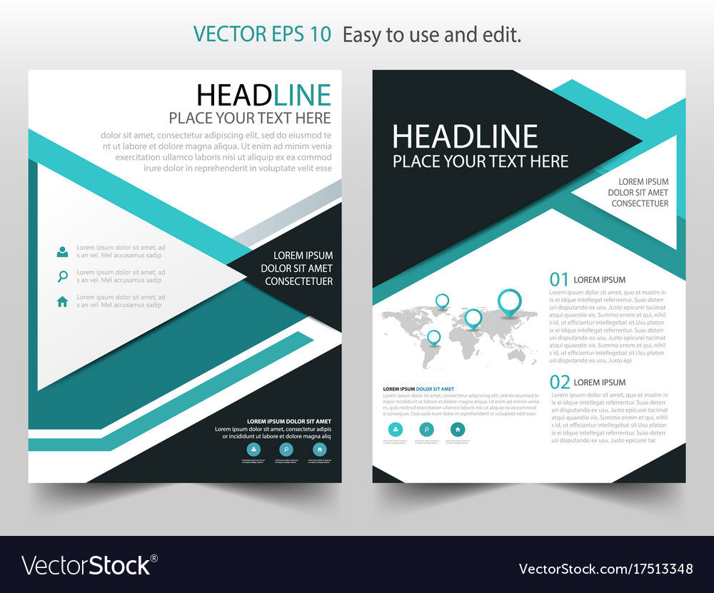 Green triangle brochure annual report flyer Vector Image