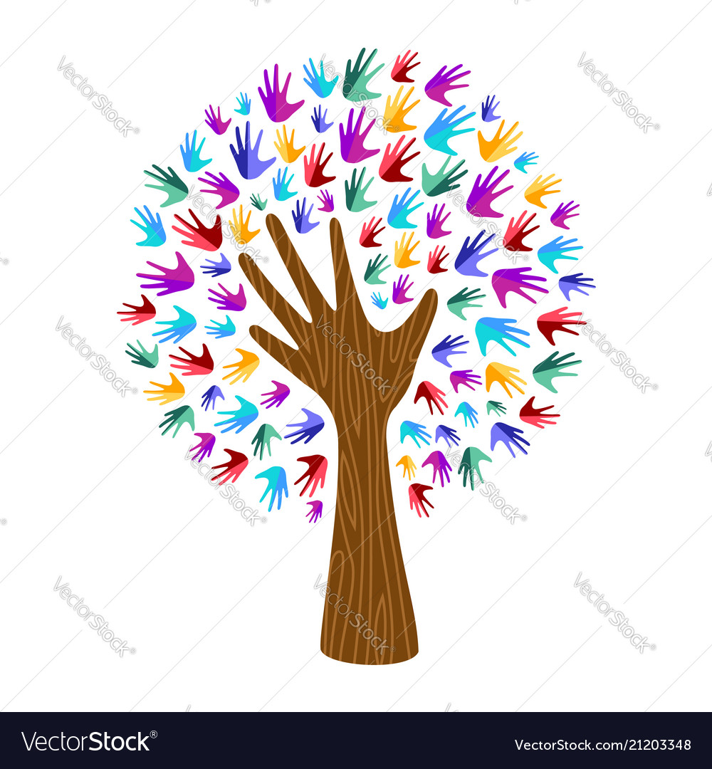 Human hand tree for culture diversity concept Vector Image