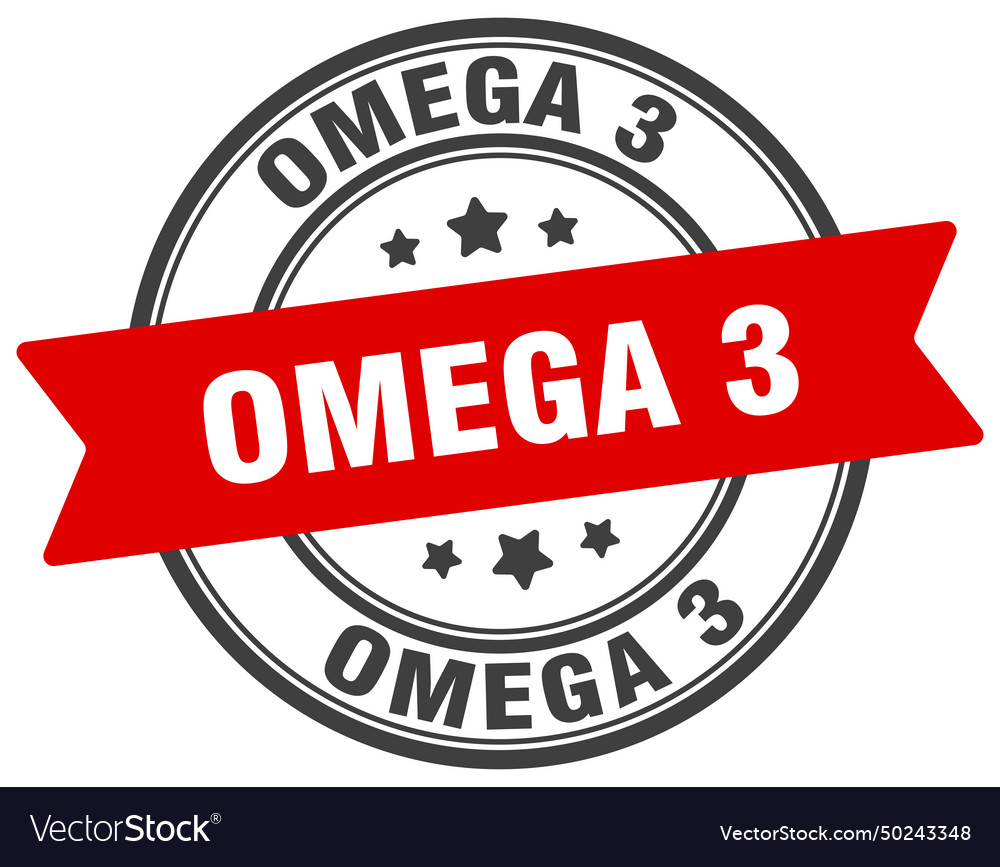 Omega 3 stamp label on transparent