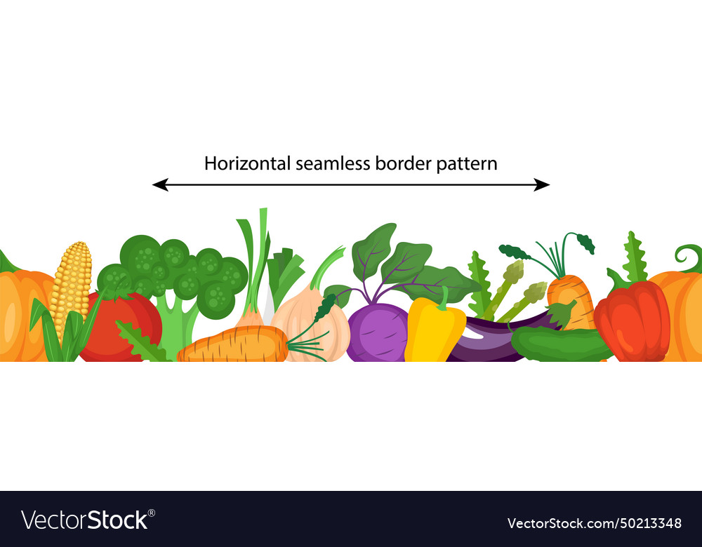 Seamless border pattern with fresh vegetables