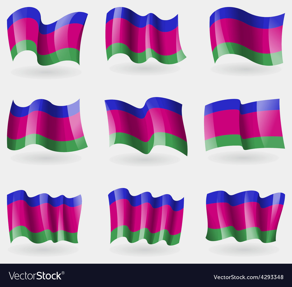 Set of kuban republic flags in the air Royalty Free Vector