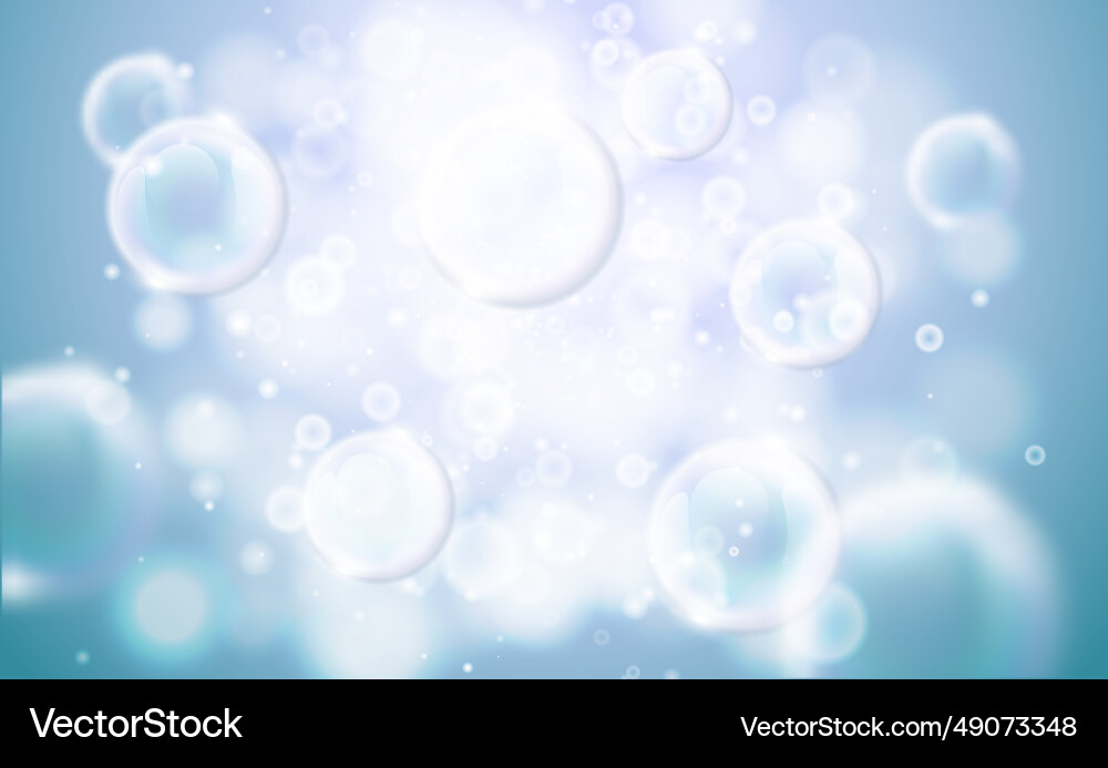 Transparent soap bubbles blue background Vector Image