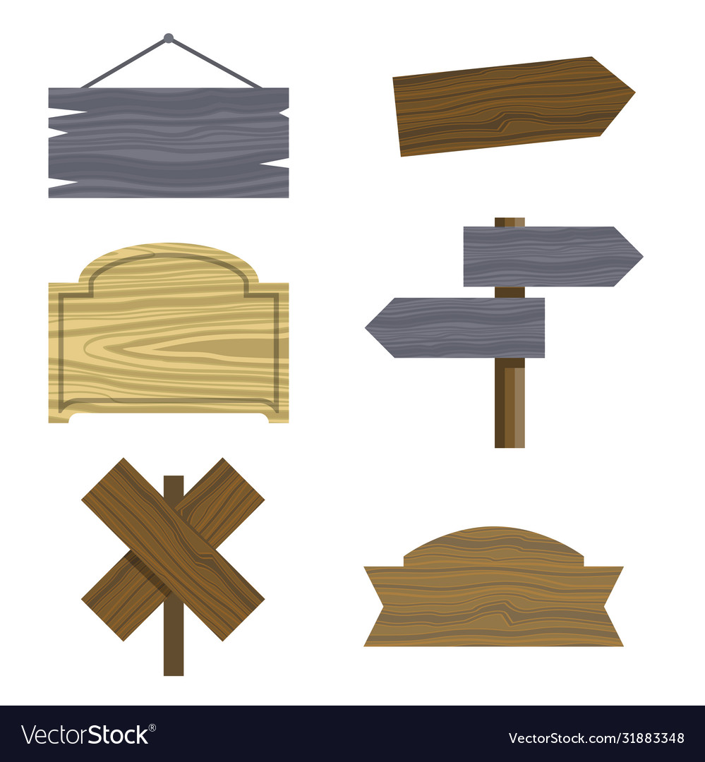 Wooden different shapes signs boards Royalty Free Vector