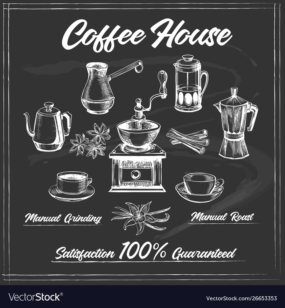 Coffee house poster on chalkboard Royalty Free Vector Image