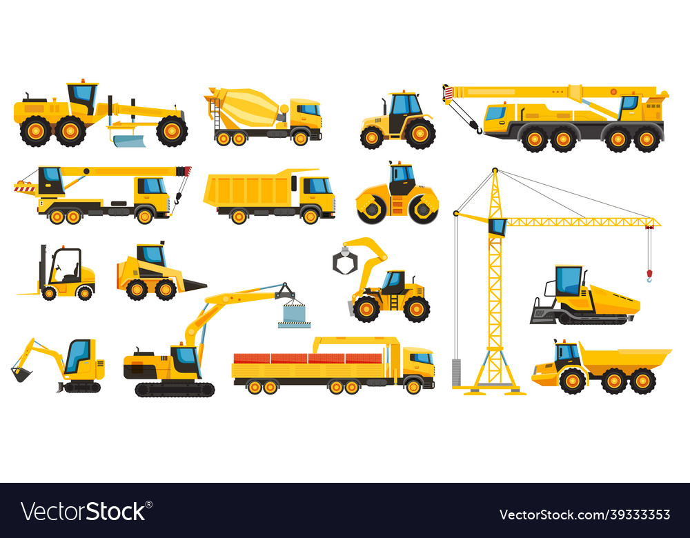 Construction Heavy Machinery Building Equipment Vector Image