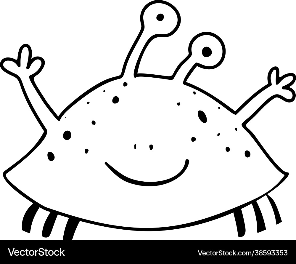 Cute crab or shellfish monster coloring page Vector Image