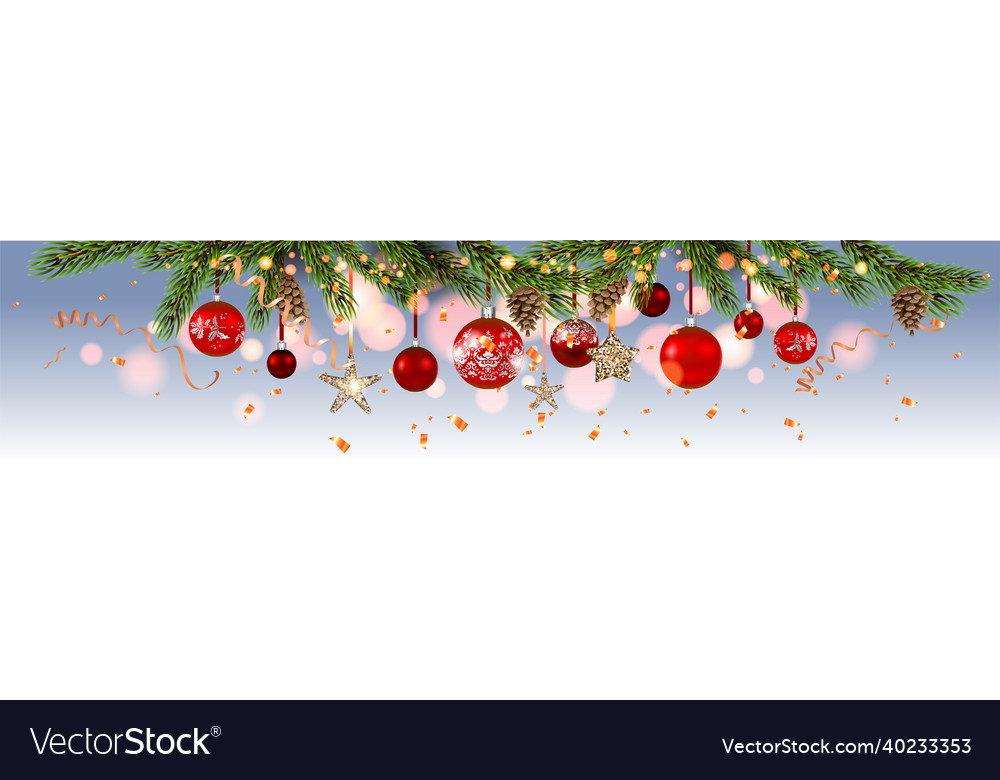 Decoration with fir and balls vector image Decoration with fir and balls