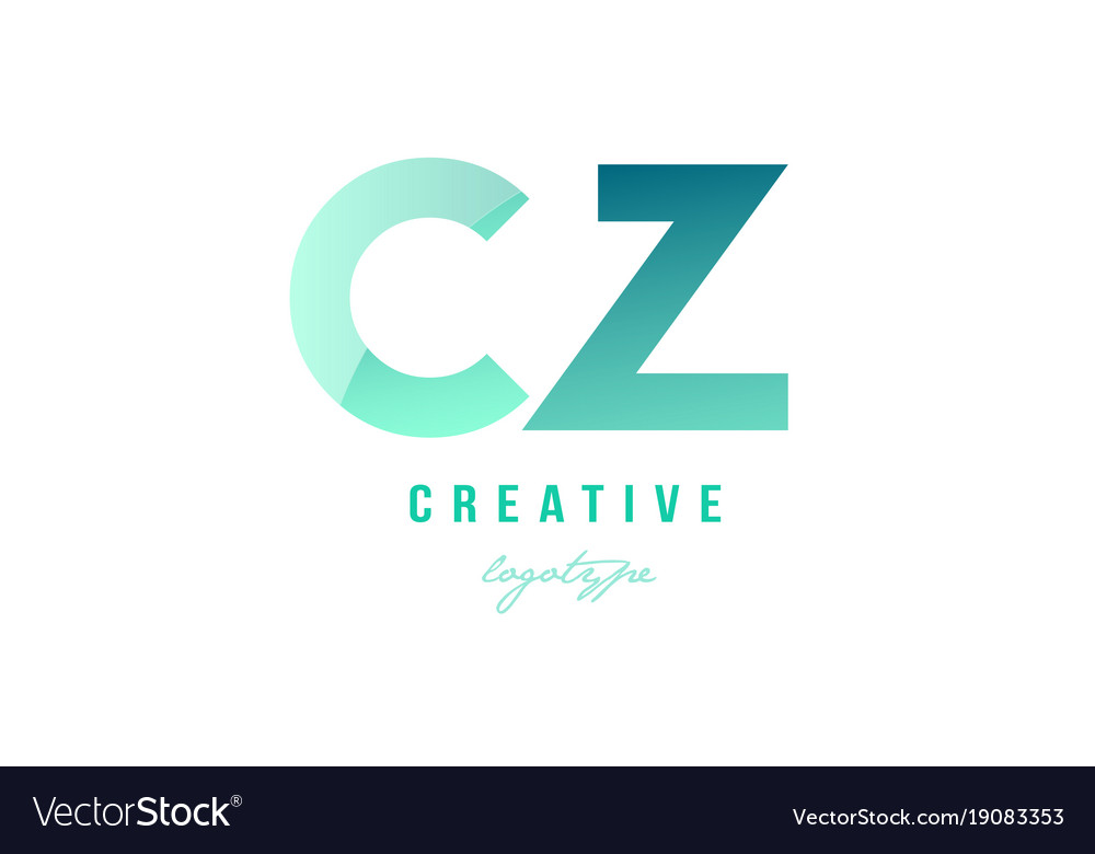 Green gradient pastel modern cz c z alphabet