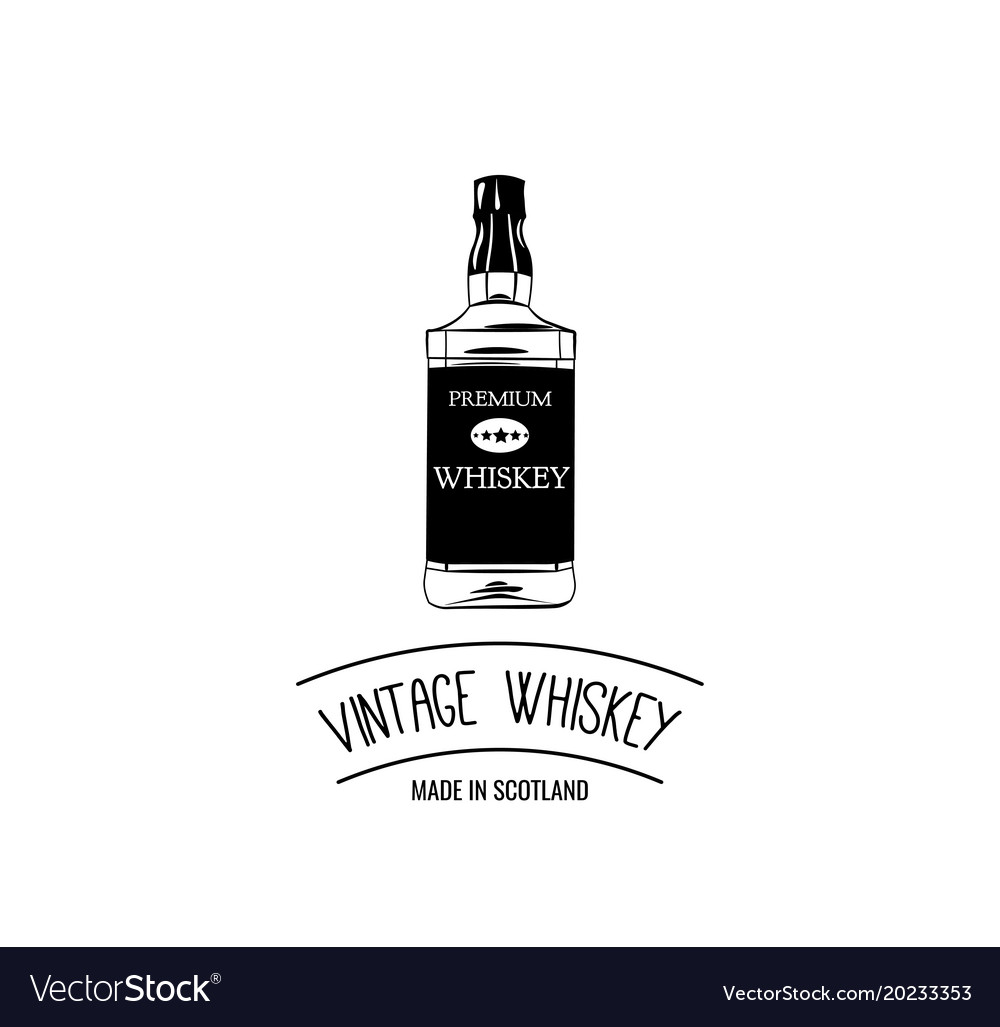 Hand draw of whiskey bottle Royalty Free Vector Image