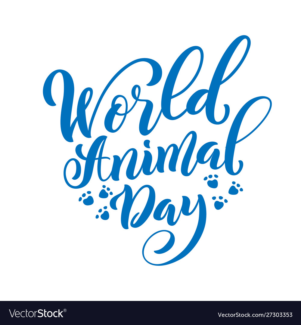 World Animal Day Template For Poster With Hand Vector Image