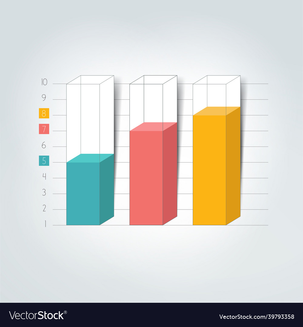 3d chart graph bar infographic element Royalty Free Vector