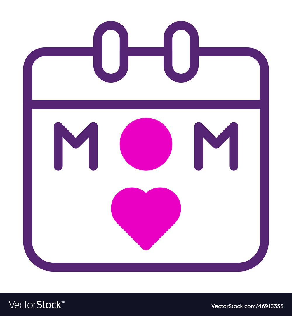 Calendar mom icon duotone pink purple colour Vector Image