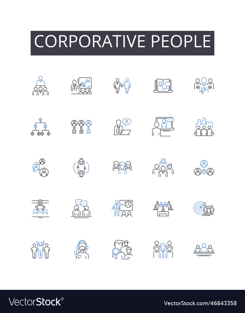 Corporative people line icons collection business