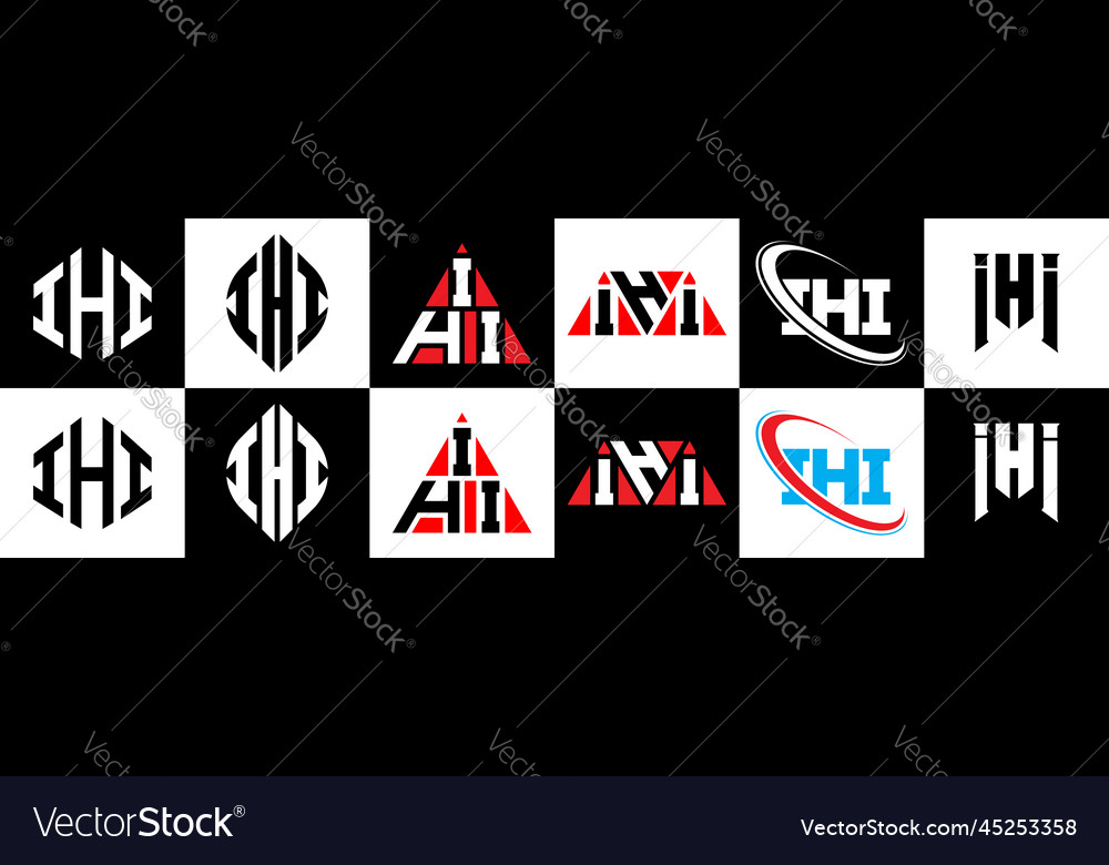 Ihi letter logo design in six style polygon Vector Image