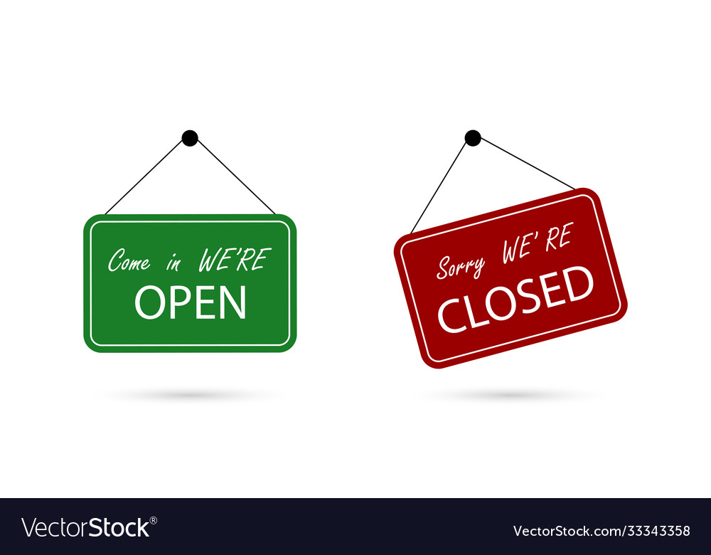 Open and closed sign board isolated