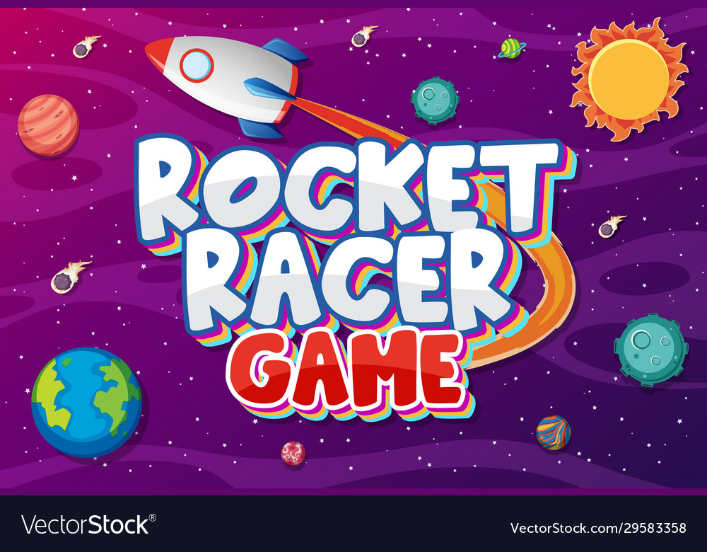 Poster design with rocket racer game in space