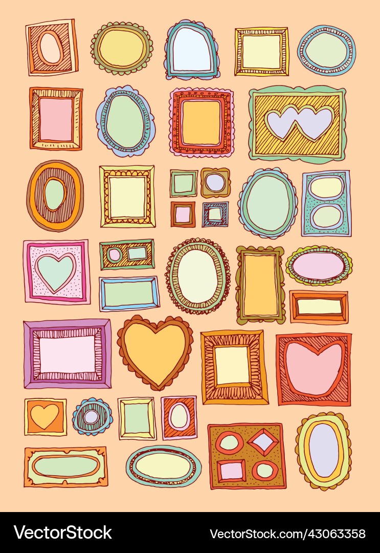 Set picture frames hand drawn Royalty Free Vector Image