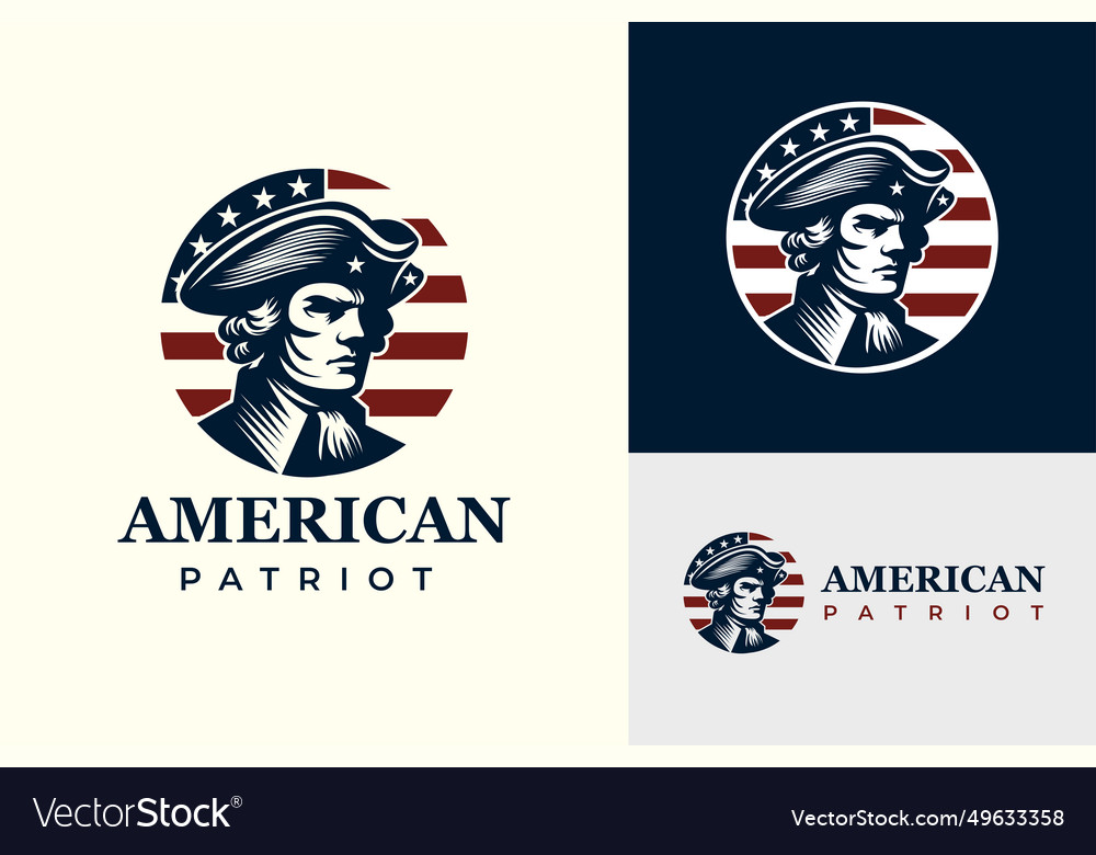 Silhouette of a facing american patriot vintage