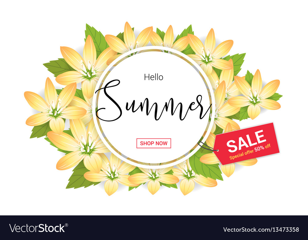 Summer flowers banner or poster for holiday sales