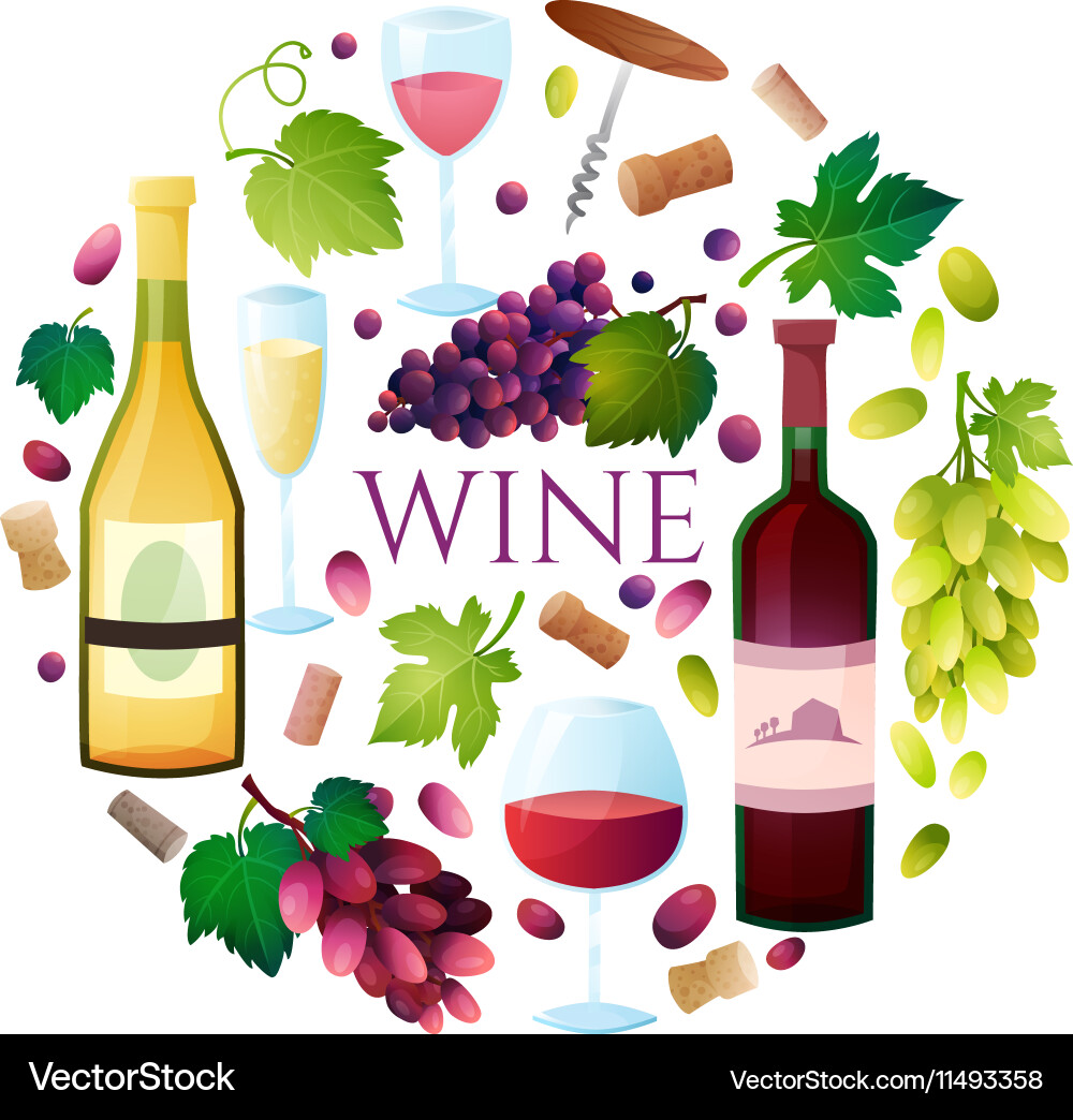 Wine set Royalty Free Vector Image - VectorStock