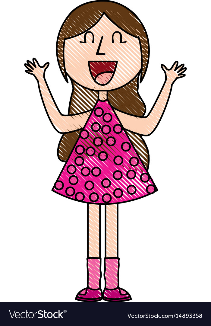 Young girl with hands up avatar character Vector Image