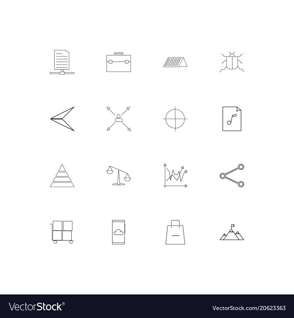 Business simple linear icons set outlined