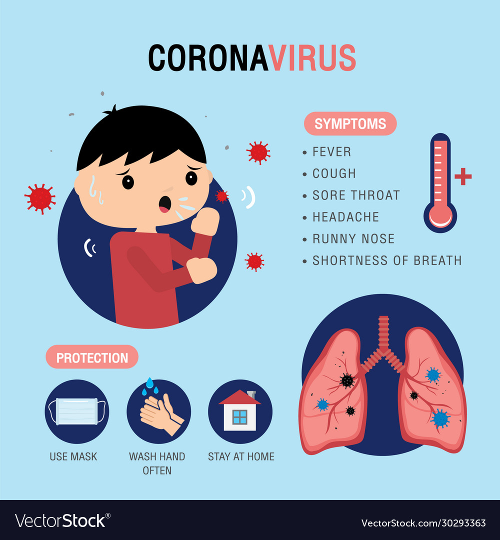 Corona virus 2019 symptoms and prevention Vector Image