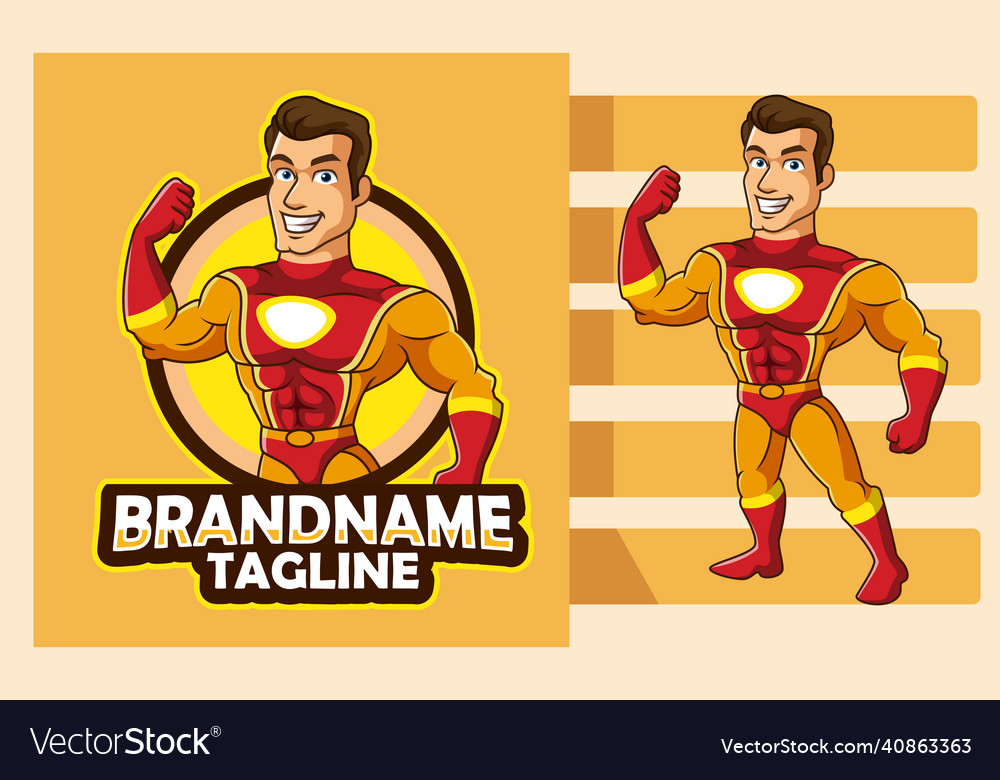 Cute strong superhero cartoon posing Royalty Free Vector