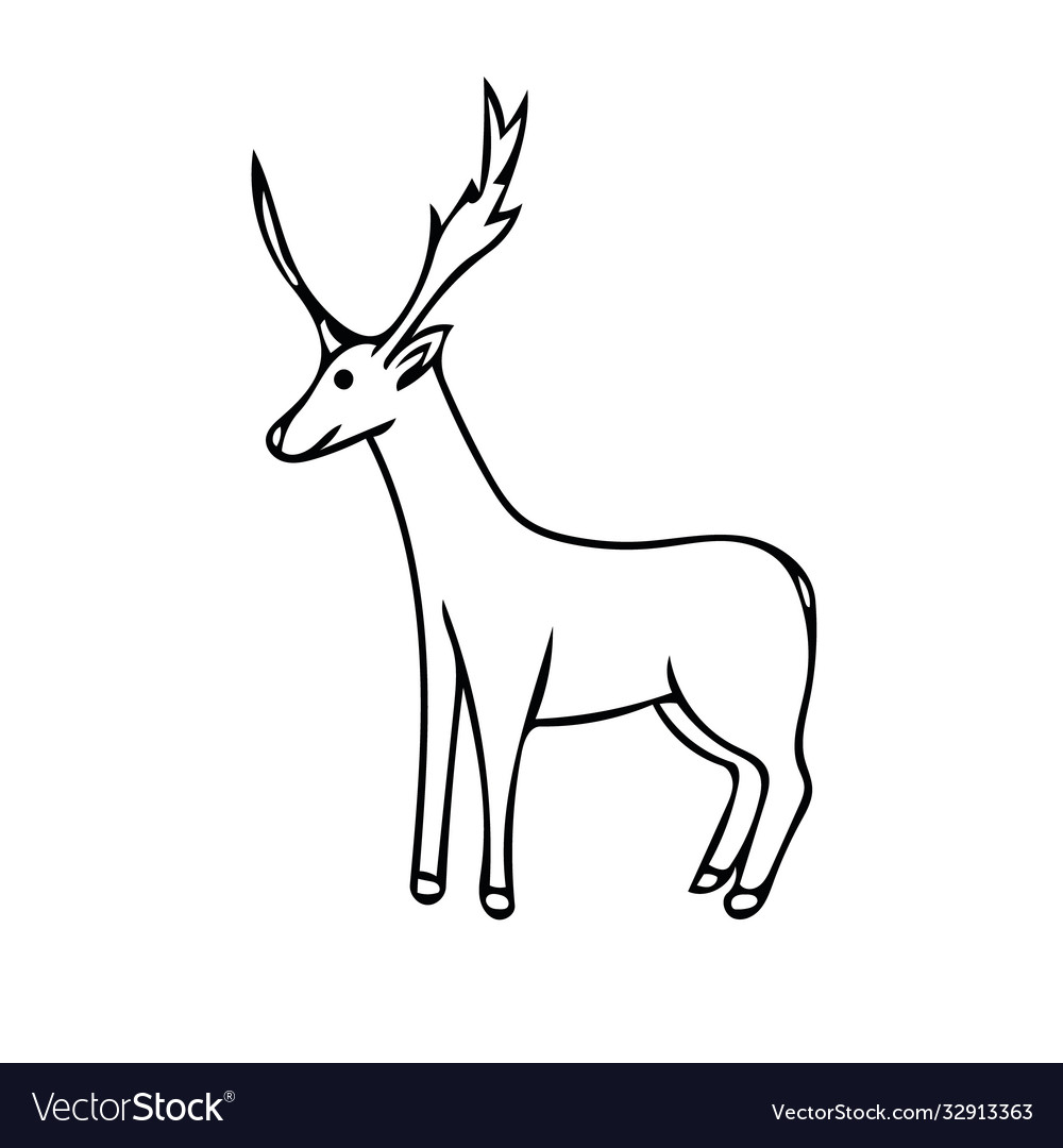 Deer Hand Drawn Element In Doodle Style Royalty Free Vector