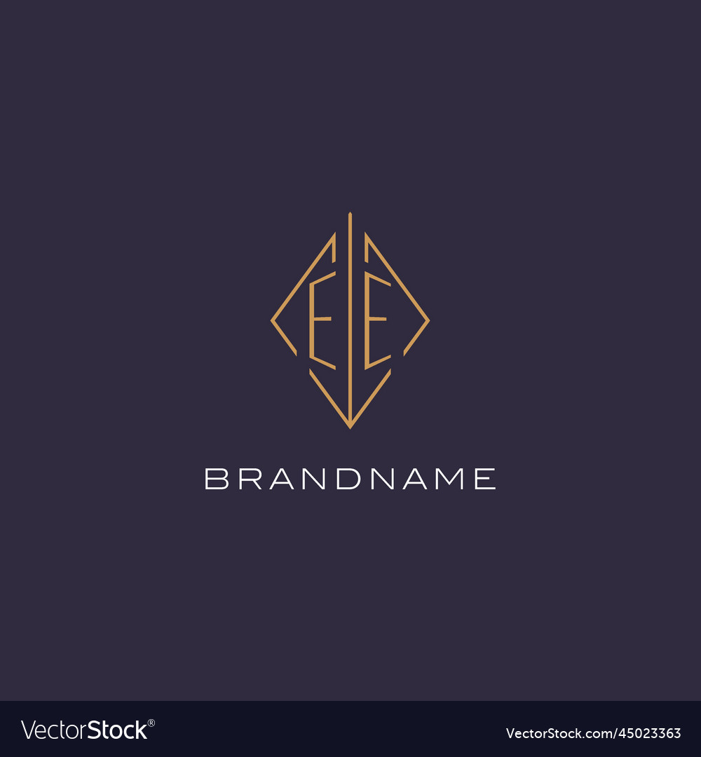 Initial letter ee logo monogram with diamond Vector Image