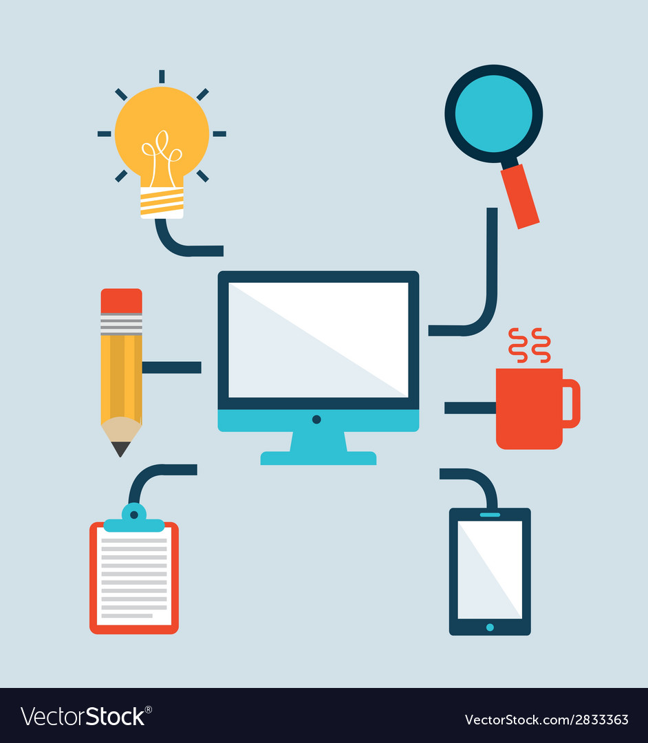 Office design over blue background Royalty Free Vector Image