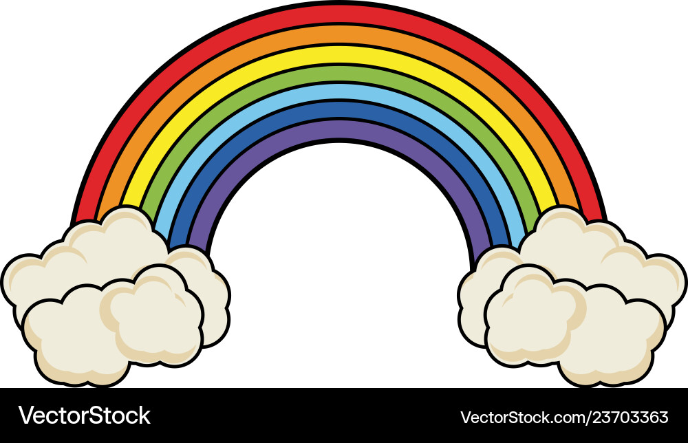 Rainbow with clouds Royalty Free Vector Image - VectorStock