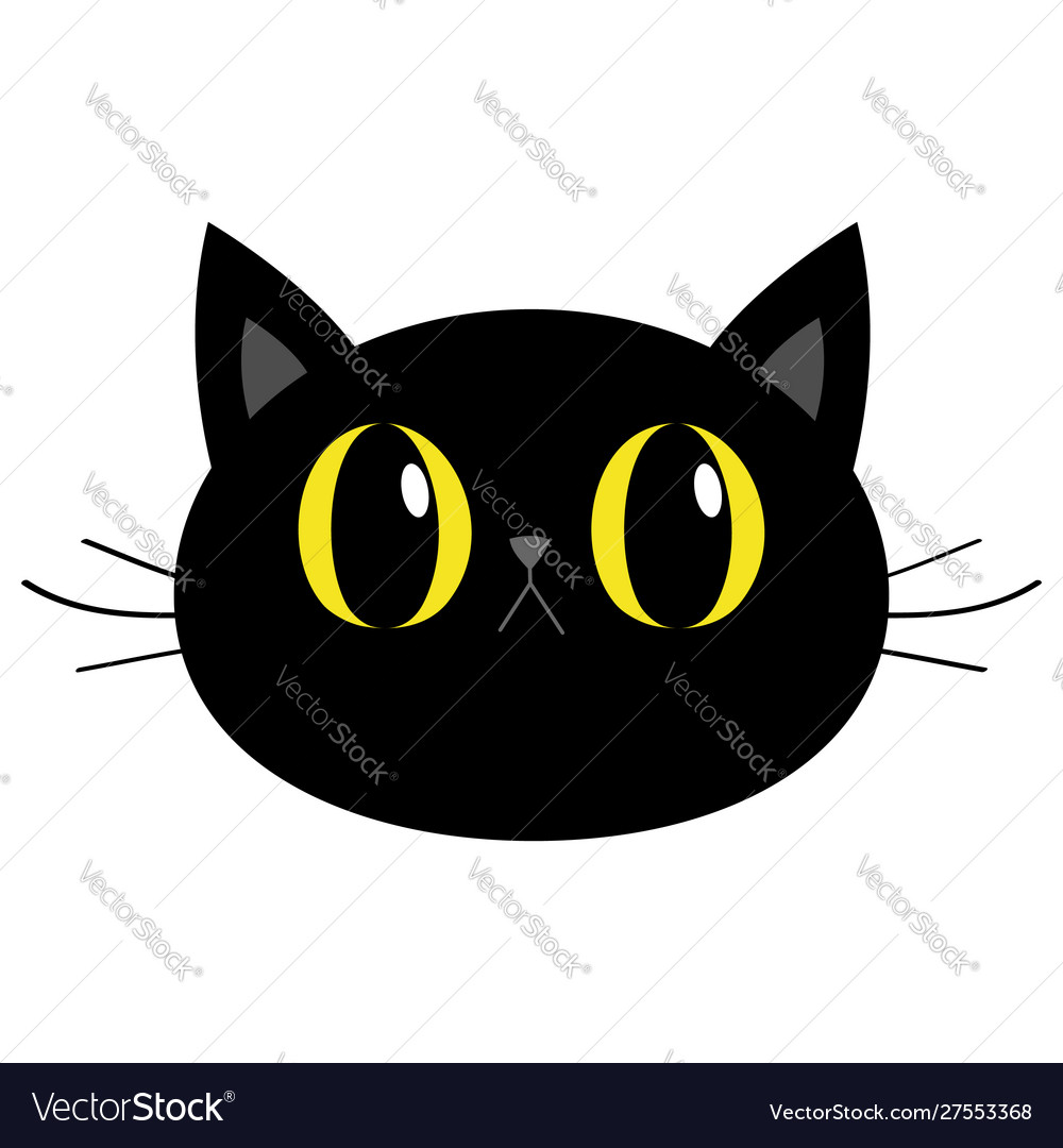 Black cat round face icon. Cute cartoon funny character. Kawaii