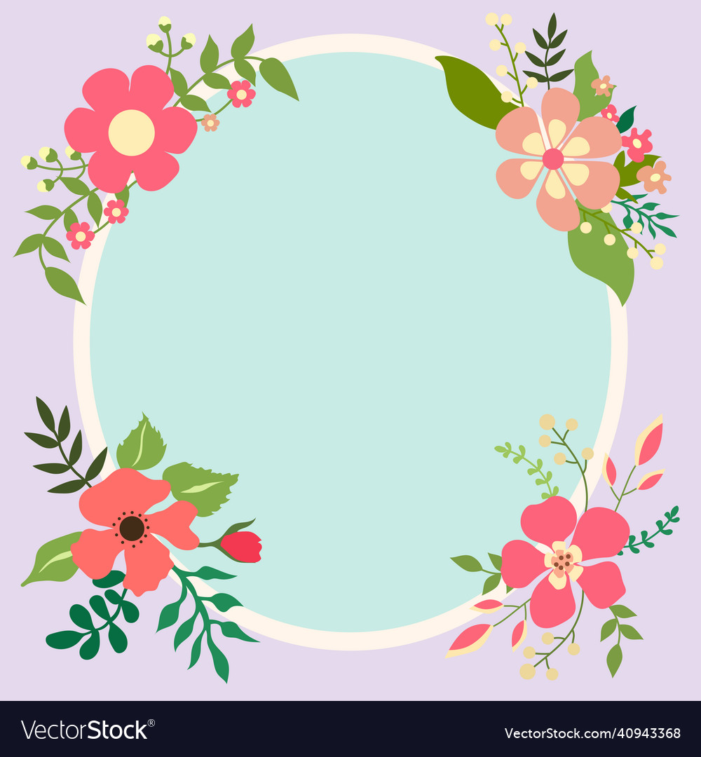 Blank frame decorated with colorful flowers Vector Image