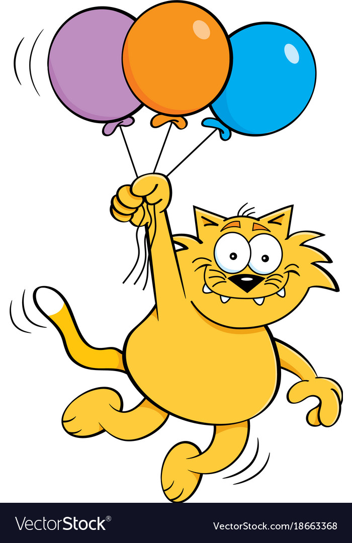 Cartoon cat holding balloons Royalty Free Vector Image