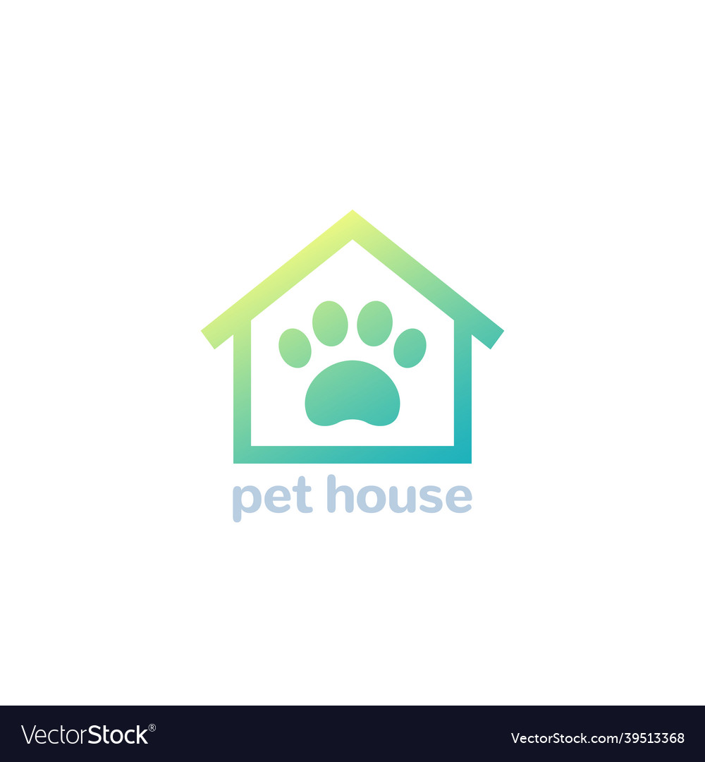 Pet house logo paw and home icon Royalty Free Vector Image