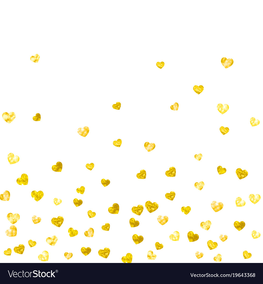 Valentine background with gold glitter hearts Vector Image