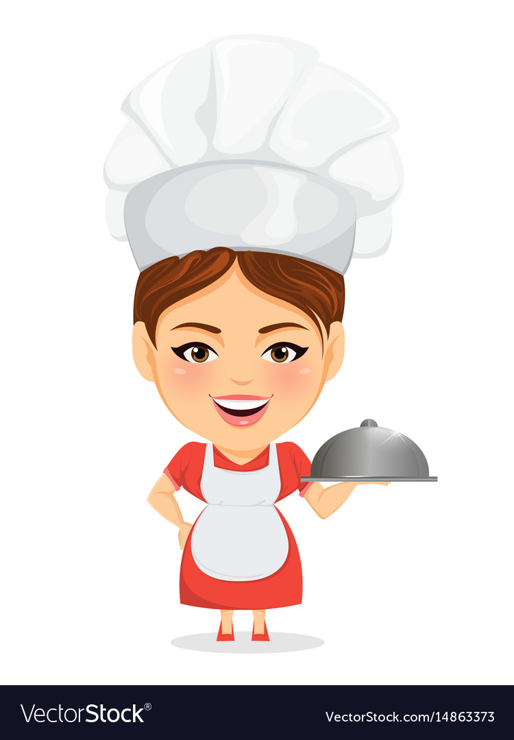 Download Cook woman female master chef funny cartoon Vector Image