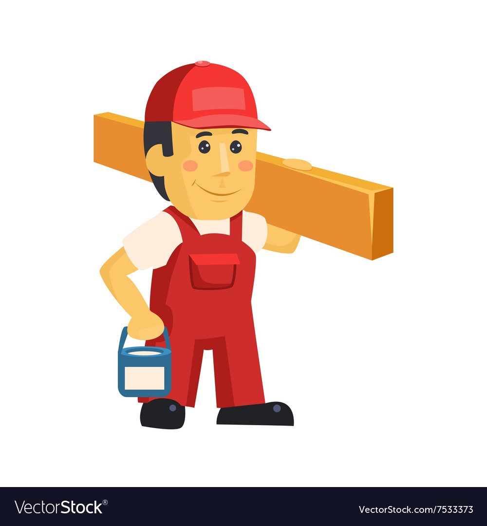 Friendly construction worker man with tools