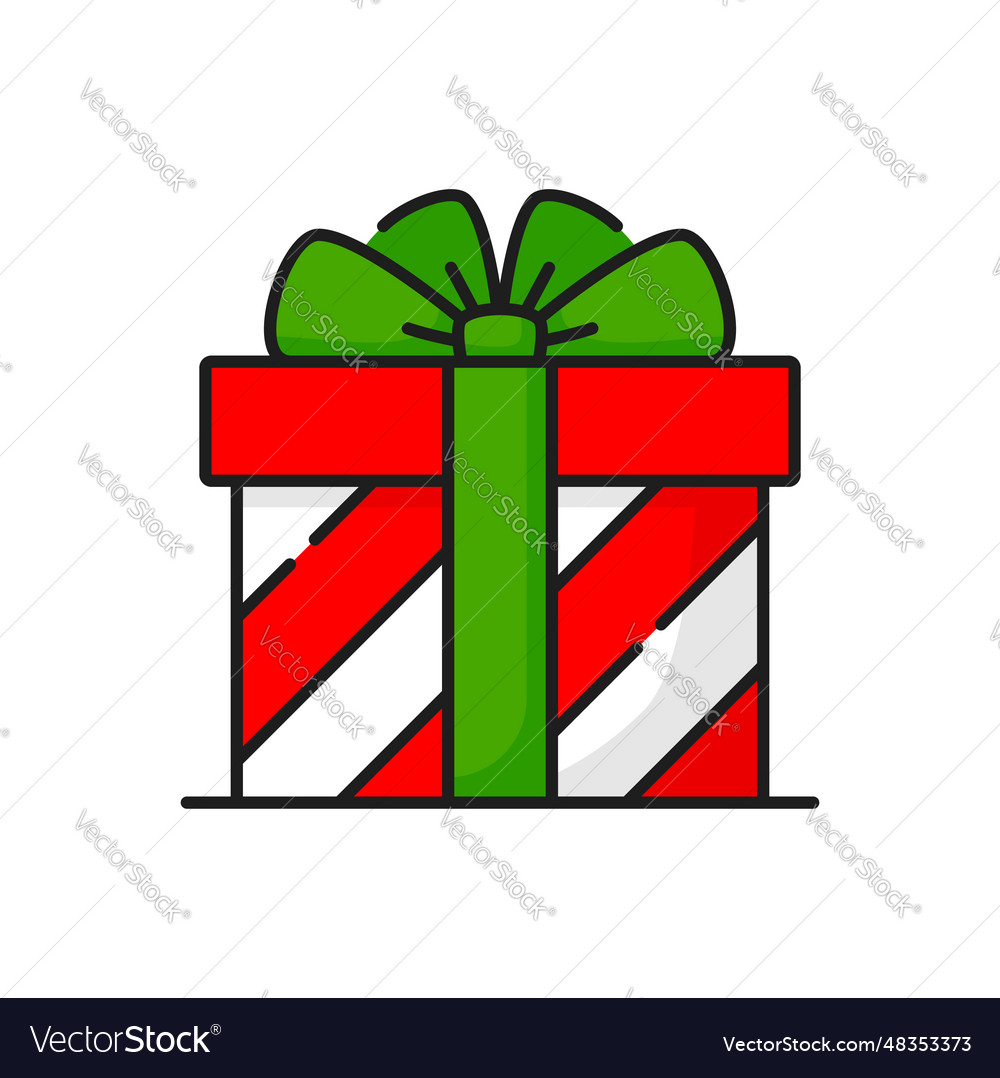 Gift box square christmas surprise line icon Vector Image