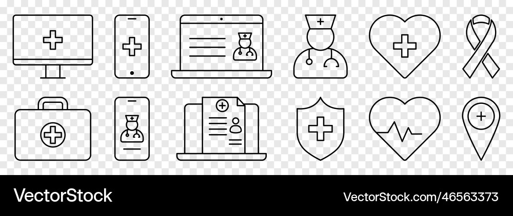 Healthcare line icons set Royalty Free Vector Image