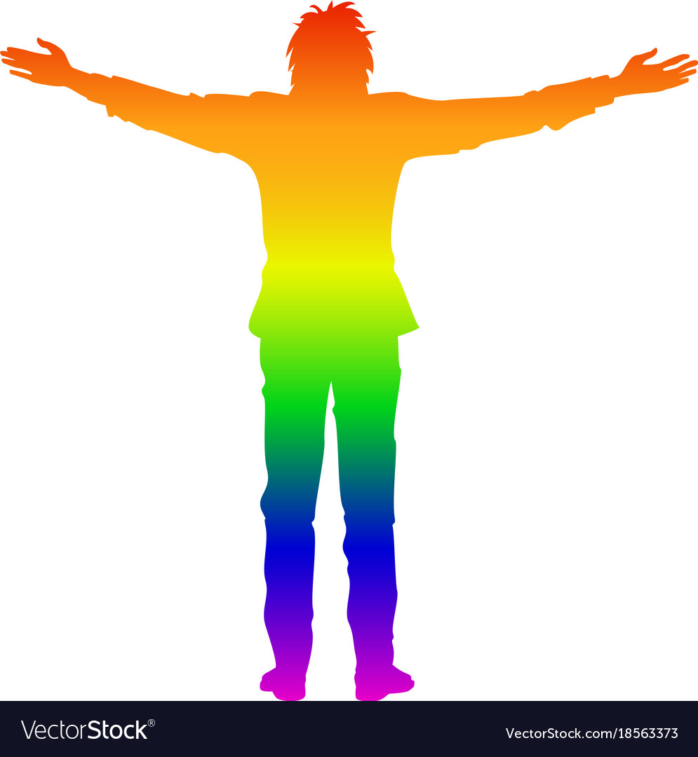 Download Isolated rainbow silhouette of man with open arms Vector Image