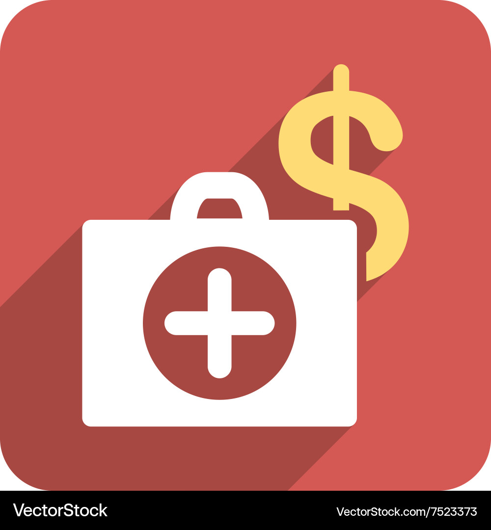 Payment Healthcare Flat Rounded Square Icon with Vector Image