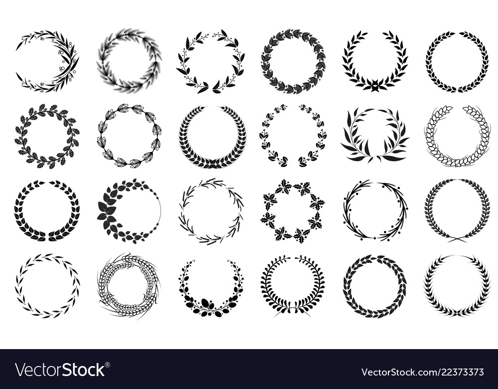 Wreaths collection black and white patterns set vector image Wreaths collection black and white patterns set