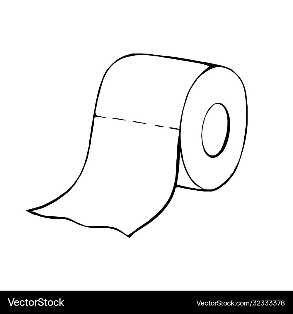 A roll toilet paper in doodle style Royalty Free Vector