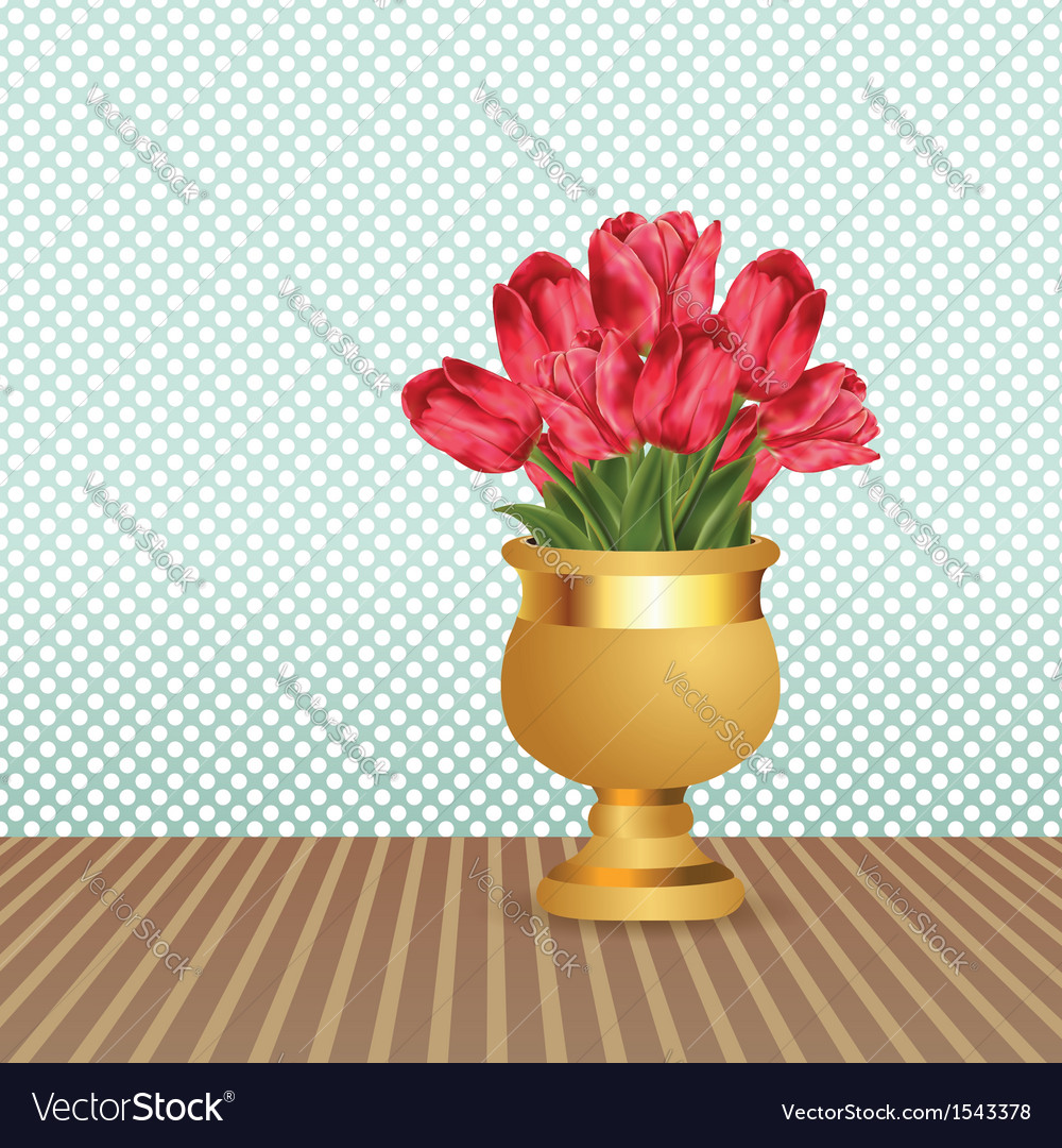 Bouquet of tulips in vase